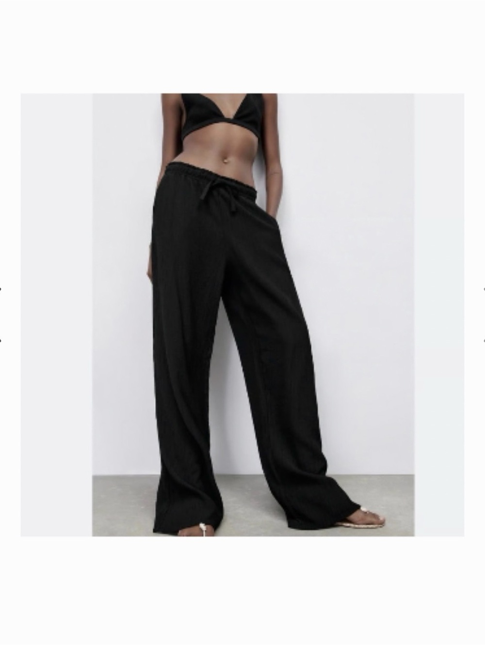 Zara crinkle effect wide-leg pants
